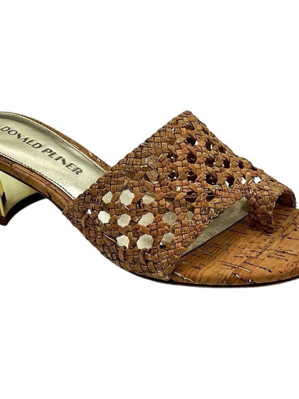 Donald J. Pliner-Melrose Sparkle Cork- Tan Woven Slide-Sz 9.5